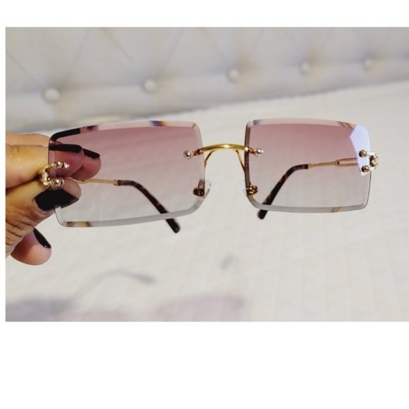 Rimless ombre pink sunglasses - Picture 6 of 11